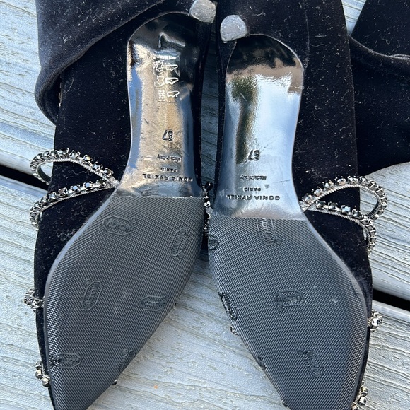 Sonia Rykiel Velvet Black Jewelled Thigh High Boots - Picture 3 of 3